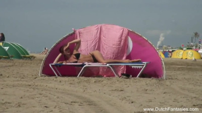 Dutch coed gets a good fucking at the beach