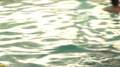 Granny smoking in the pool