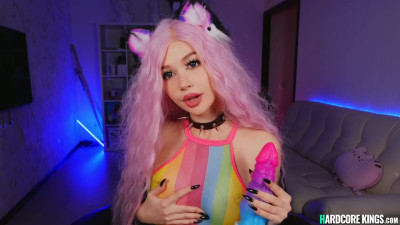 Babe cosplay playing with toys